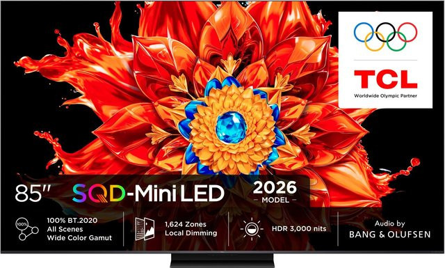 TCL 85MSQLED85L SQD-Mini LED TV in Schwarz mit 4K UHD, Wi-Fi und Bluetooth - Bild 1