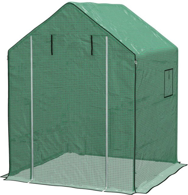 Outsunny Ersatzfolie für Gewächshaus mit UV-Schutz, Seitenfenster und Rolltür, Grün, B/H/T: 190 x 143 x 140 cm - Bild 1