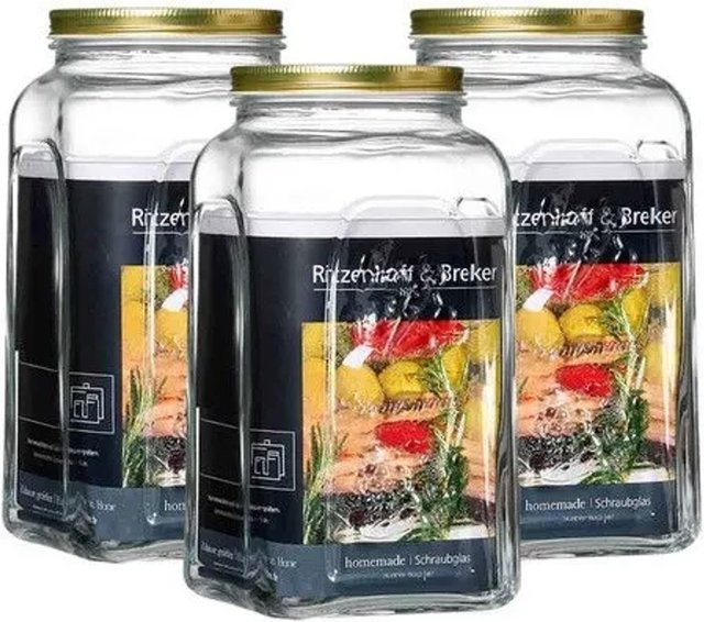 Ritzenhoff & Breker Homemade Einmachgläser mit Schraubverschluss, transparent, 3er Set, 3 l - Bild 1
