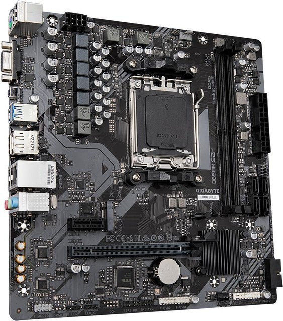 Gigabyte B650M S2H Motherboard micro ATX mit AMD B650 Chipsatz, Socket AM5, DDR5 Unterstützung, Gigabit LAN und Onboard-Grafik in Schwarz und Grau - Bild 2