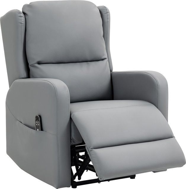 HOMCOM Elektrischer Relaxsessel mit 3D-Knetmassage und Liegefunktion in Grau aus Ledermischung - Bild 1