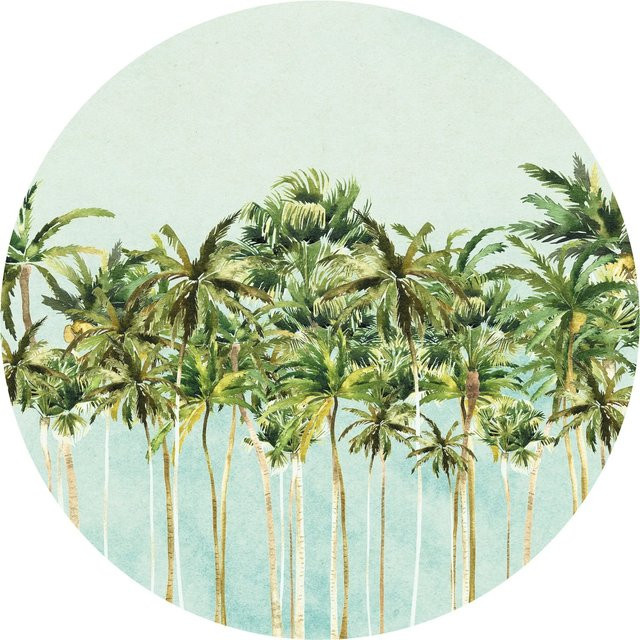 Selbstklebende Komar Vliesfototapete Dot Coconut Trees in Multicolour, Durchmesser: 125 cm - Bild 1