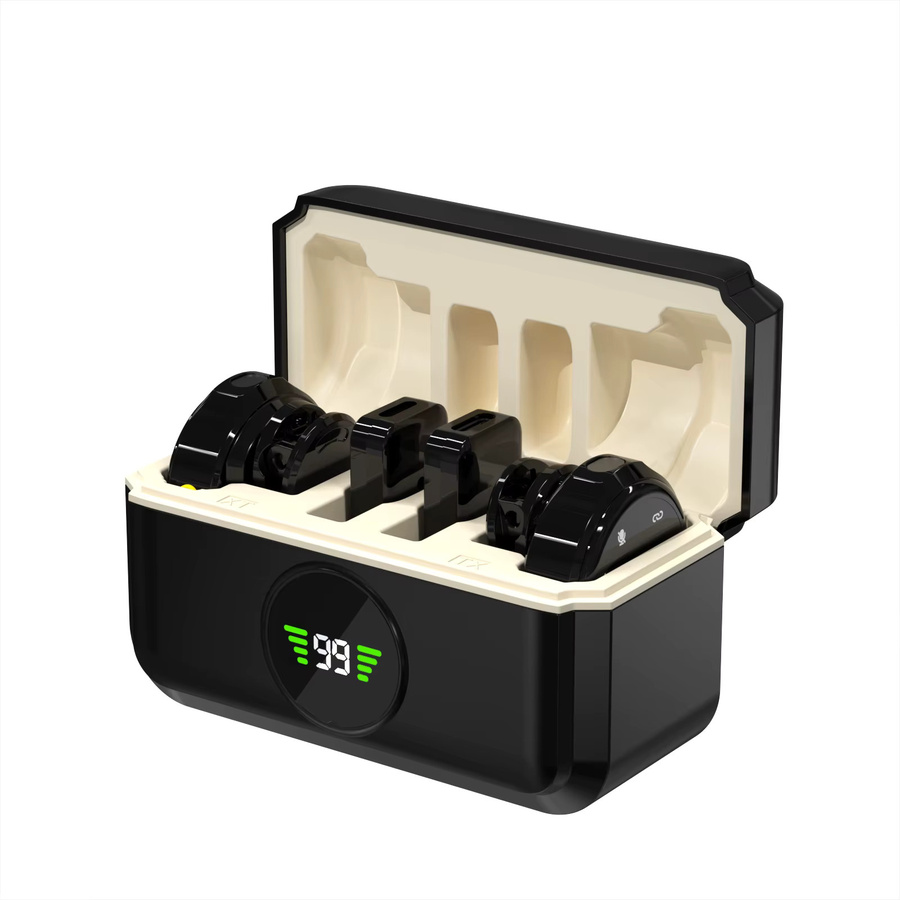 Basix Kabelloses Lavalier-Mikrofon mit Geräuschunterdrückung und Ladebox in Schwarz für iPhone und Android via Bluetooth und USB-C - Bild 5