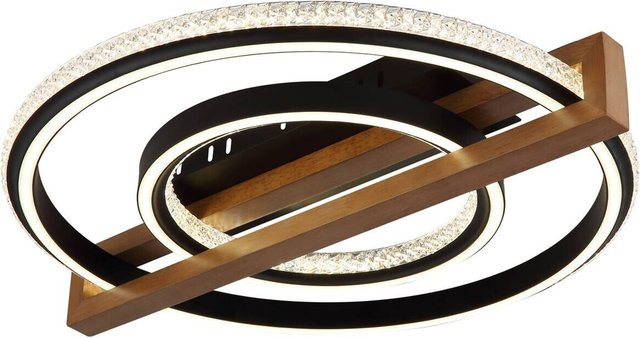 Globo LED-Deckenleuchte in Mattschwarz und Dunkelbraun mit Farbwechsel und Fernbedienung, B/H/L: 55 x 11,5 x 50 cm - Bild 1