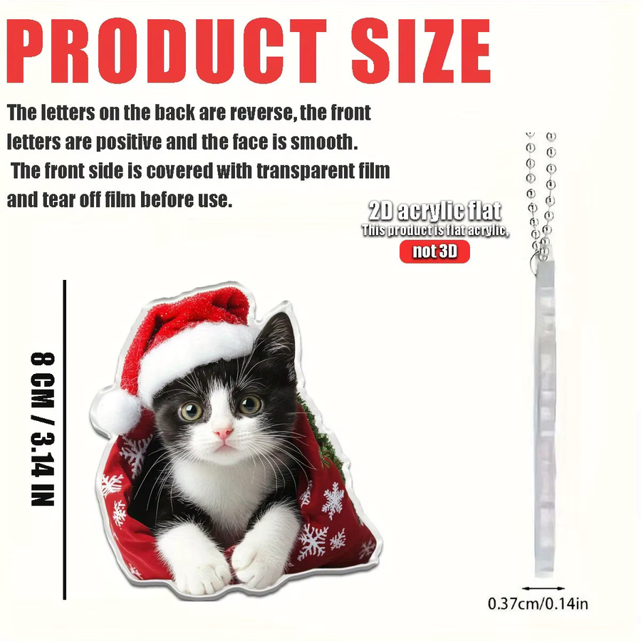 Weihnachtsbaum-Anhänger mit Katze im roten Umhang aus Acryl für deine Weihnachtsdekoration - Bild 2