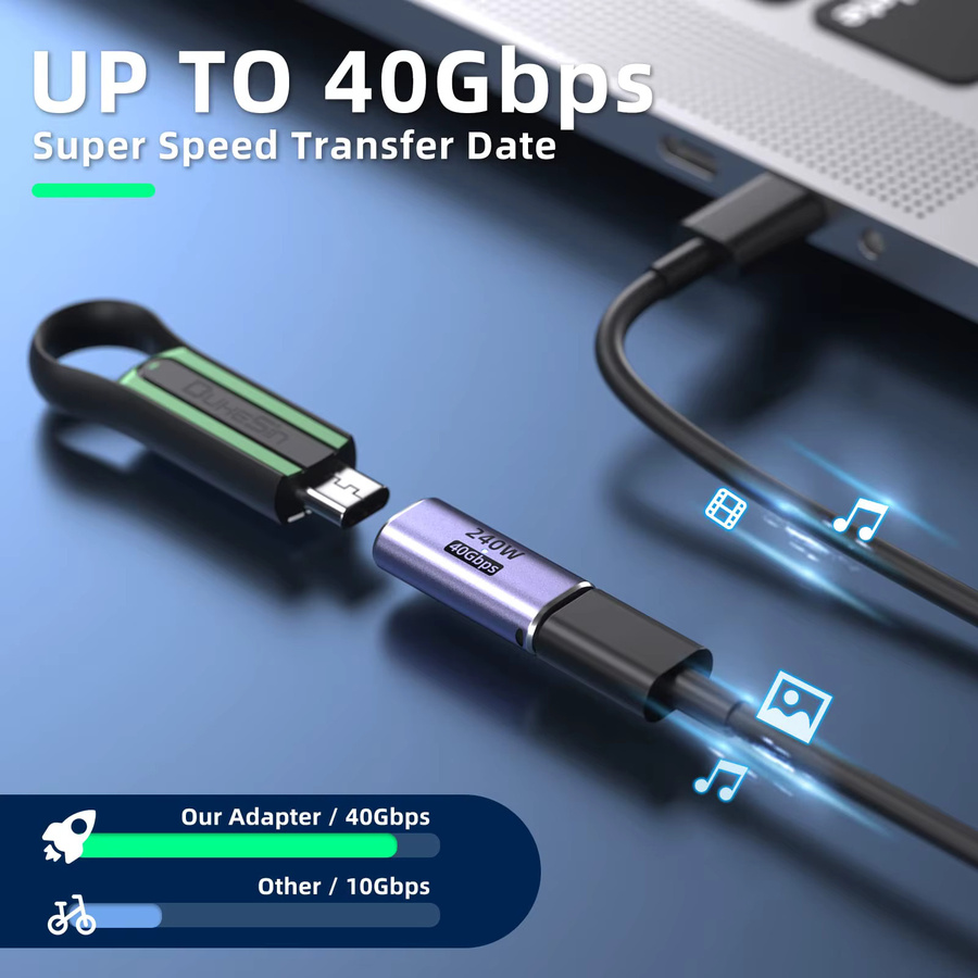NNBILI USB4.0 C auf C Adapter Koppler mit LED-Anzeige, 240 W, 40 Gbit/s, unterstützt 8K Audio und Video - Bild 2