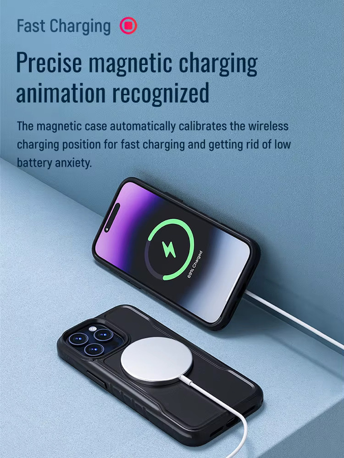 Sincetop Magnetische Air Overmold-Hülle für iPhone 14/15/16/17 Pro Max mit Adapter für Q-Halterungen, Schwarz - Bild 5