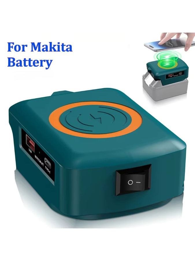 Makita Drahtloses Telefon-Ladegerät für 18 V Li-Ionen-Akkus mit USB- und Typ-C-Anschluss als tragbare Outdoor-Powerbank - Bild 5