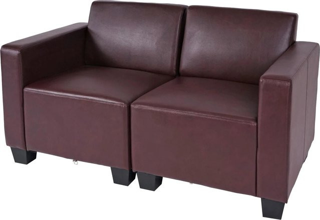 MCW Moncalieri Modular 2-Sitzer Sofa aus Kunstleder in Rot-Braun - Bild 2