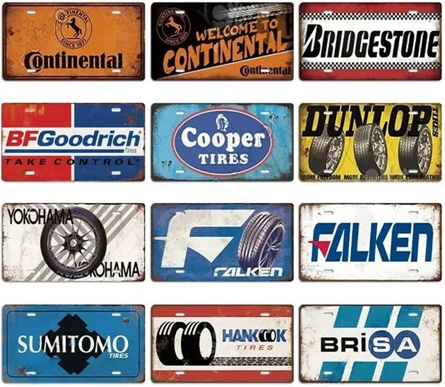 Vintage Reifen Wandschild aus Zinn von Potdemiel für Garage und Auto Shop - Bild 1