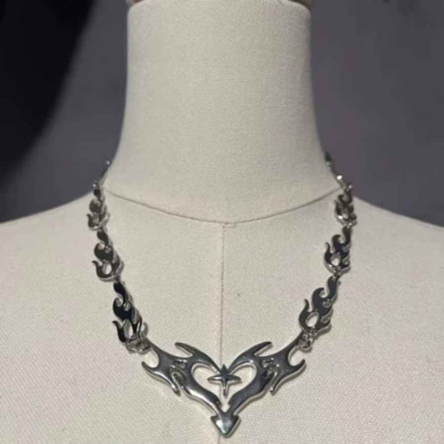 YiYuYiHua Anhänger Flammen-Herz, Silber, Unisex - Bild 3