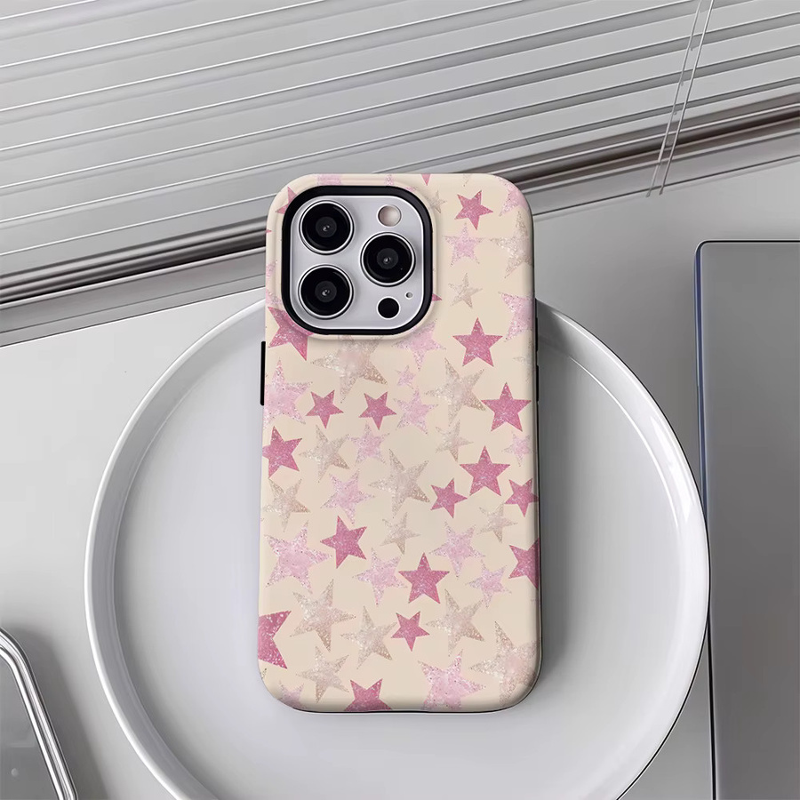 Potdemiel Handyhülle mit Rosa Glitzer-Sternschnuppen für iPhone 17 16 15 14 13 Pro Max Plus, Robuste Magnetische Einzel- und Doppelschicht-Schutzhülle - Bild 3