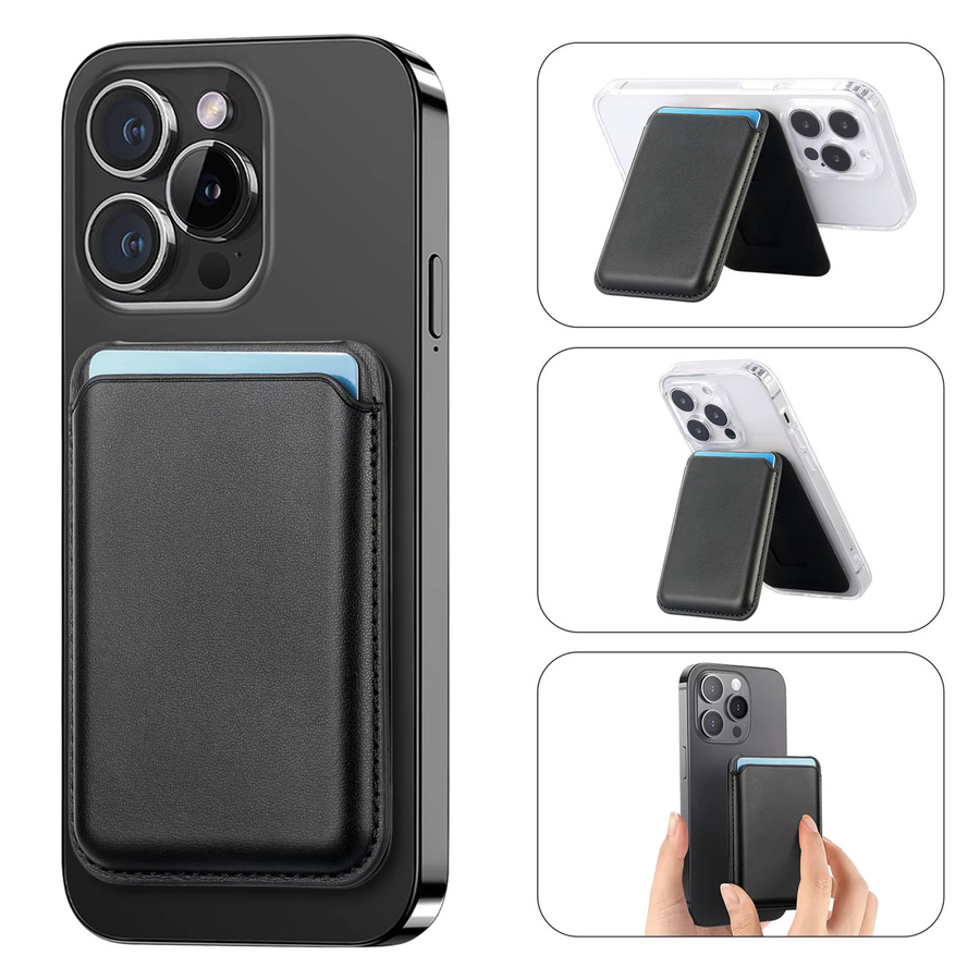 Magnetische Flip-Wallet Kartenhalter Ledertasche mit Standfunktion für MagSafe kompatible iPhones und Samsung Galaxy S24 S25 in Blau - Bild 2