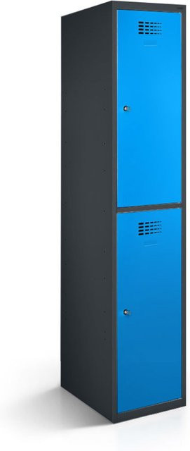 rotstahl Garderobenspind mit 2 Türen in Blau und anthrazitgrauem Korpus, B/T/H: 40 x 50 x 180 cm - Bild 1