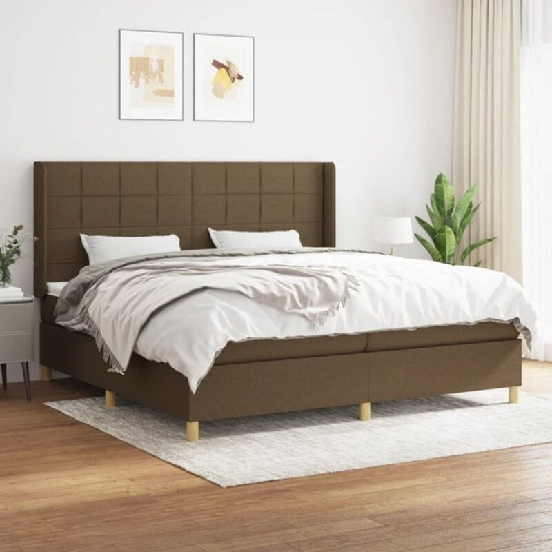 Vidaxl Boxspringbett mit Matratze aus Stoff und Massivholz in Braun, B/T/H: 200 x 200 x 118 cm - Bild 1