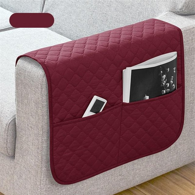 Wasserabweisender Sofa Armlehnenbezug mit Hängeaufbewahrungstasche in Rot, B/H: 50 x 110 cm - Bild 1