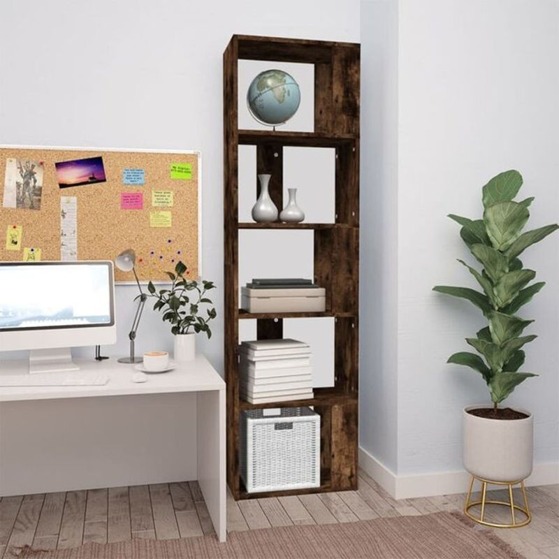 Bücherregal Vidaxl aus Holzwerkstoff in Räuchereiche, Klassisch, B: 45 cm, T: 24 cm, H: 160 cm - Bild 1