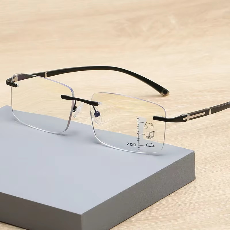 SCOBER Lesebrille, randlos, rechteckig, Metall, Herren, Photochromismus, Progressive Multifokale, Blaulichtfilter - Bild 2