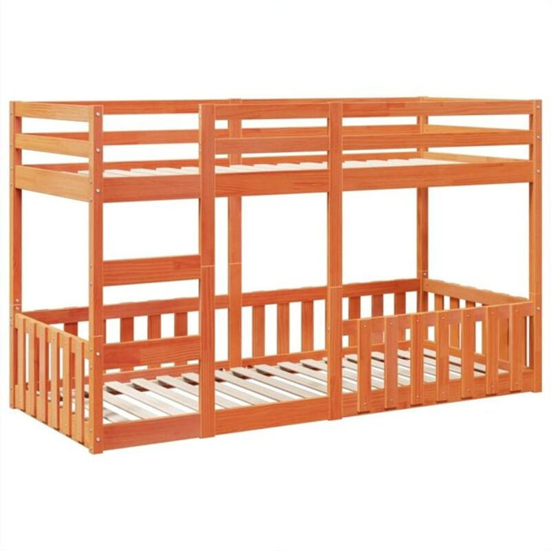 Vidaxl Etagenbett aus Massivholz Kiefer in Braun im Landhausstil, B/T/H: 90 x 200 cm - Bild 1
