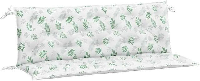 vidaXL Gartenbank-Auflagen 2er-Set mit Blattmuster in Weiß-Grün, wasserabweisend und UV-beständig, B/T/H: 150 x 50 x 7 cm - Bild 1