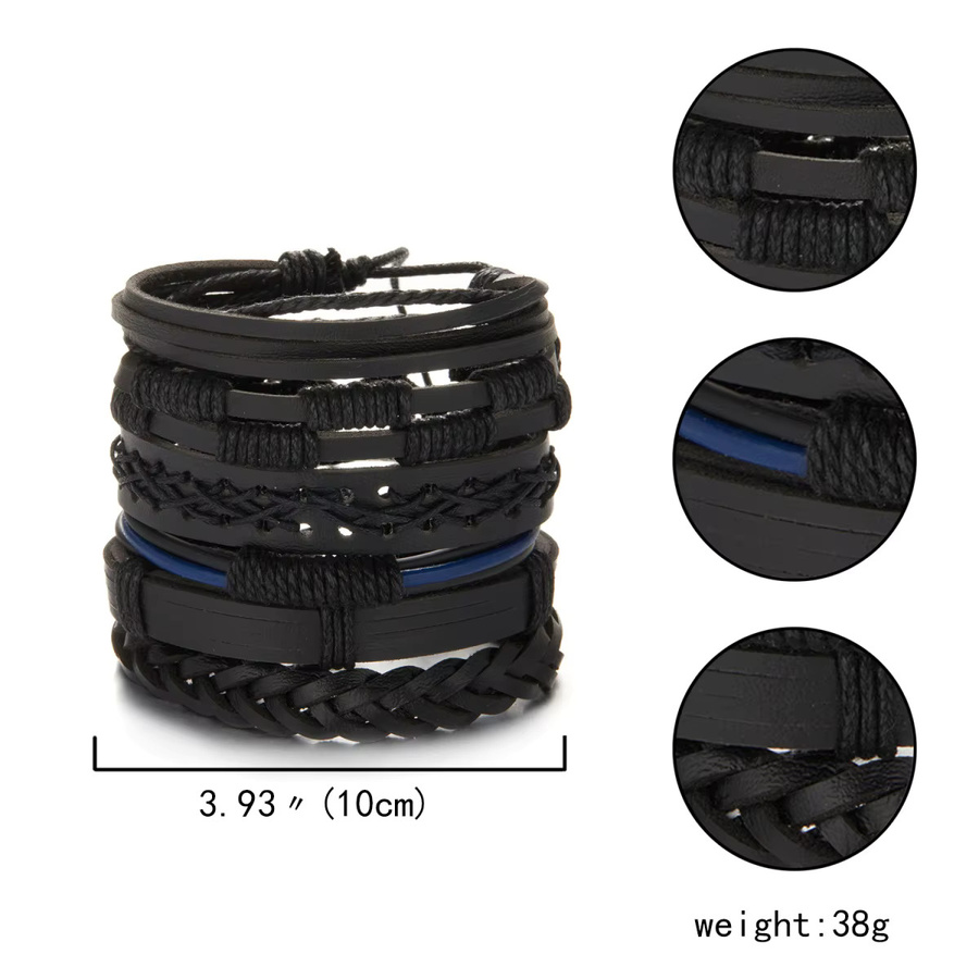 Rinhoo Armbänder, Leder, Schwarz Blau, Unisex - Bild 2