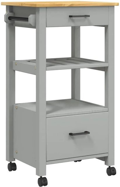 vidaXL Küchenwagen MONZA aus Massivholz Kiefer in Braun und Grau, B/T/H: 48 x 40 x 88,5 cm - Bild 1