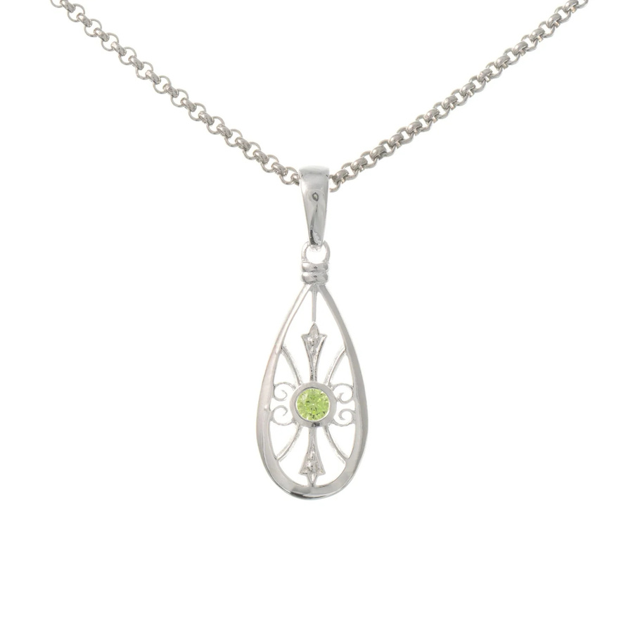 Anhänger mit Kette 925 Silber, Zirkonia hellgrün, Damen - Bild 1