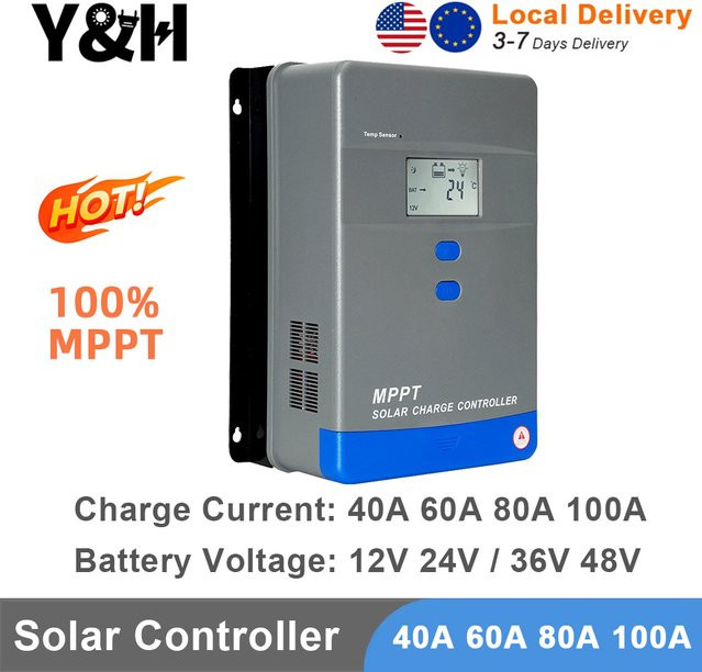 Y&H MPPT Solarladeregler für 12V 24V 36V 48V Blei-Säure und LiFePO4 Batterien - Bild 1