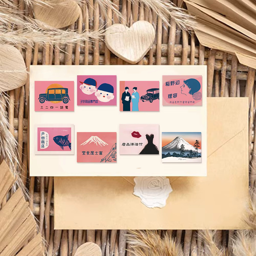 50 Stück PickJoy Rosa Japanische Retro Ästhetische Graffiti Aufkleber Wasserdicht für Notebook und Gepäck - Bild 3