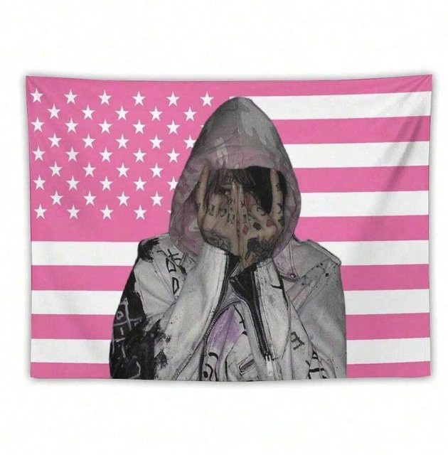Lil Music Peep Wandteppich von JMG Household Supplies, Rap-Kunst Banner in Pink, B x H: 90 x 150 cm - Bild 1