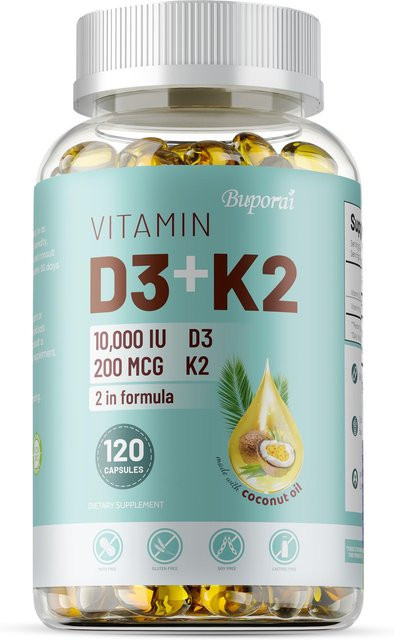 Buporai Vitamin K2 D3 Vitaminpräparat, 120 Kapseln, Unisex - Bild 1
