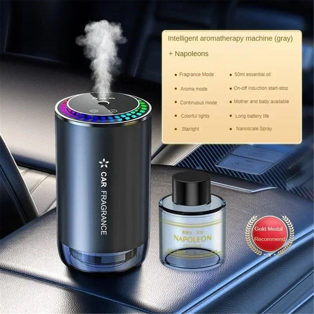 TM Boutique Auto-Aromatherapie-Parfüm mit automatischem Spray und Sternenhimmel-Atmosphärenbeleuchtung aus Metalllegierung in Grau - Bild 1