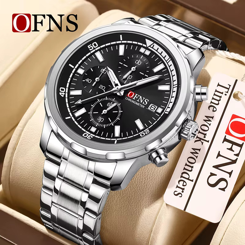 OFNS Chronograph, Herren, Quarz, Edelstahl, silver blue - Bild 4