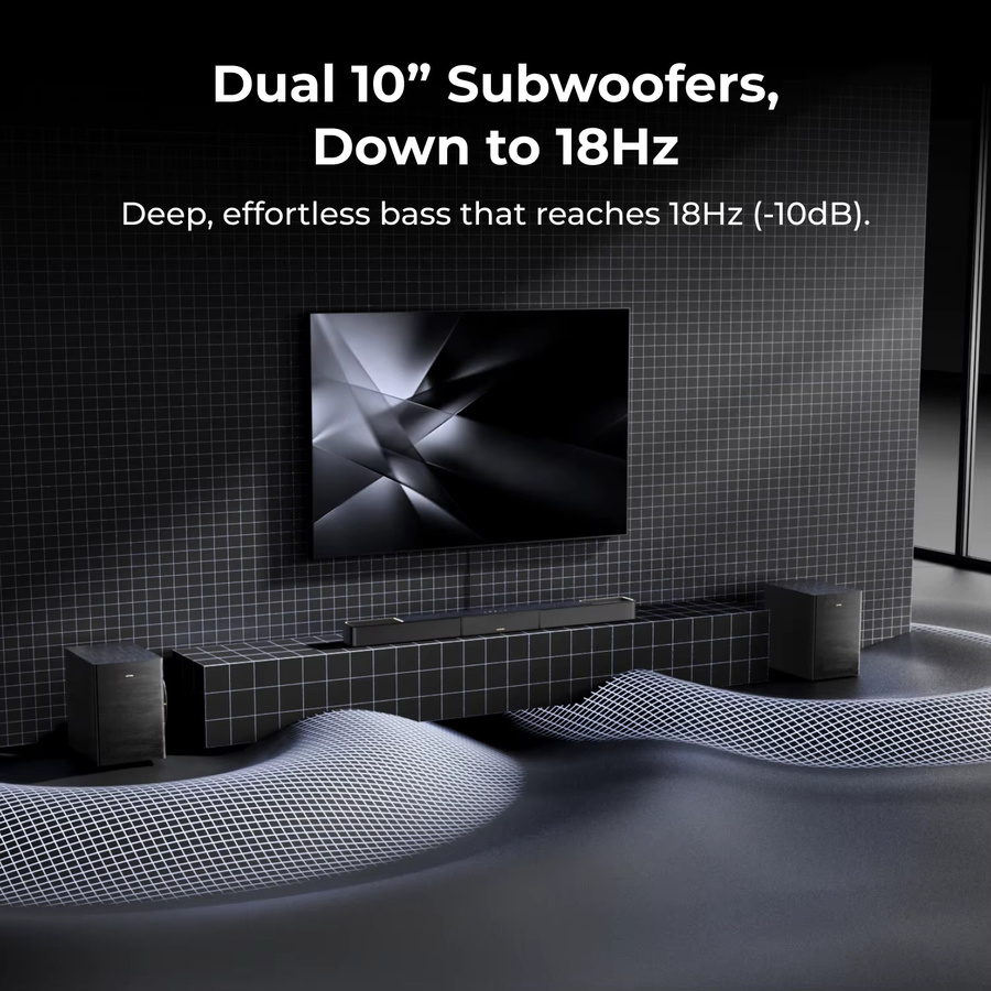 ULTIMEA Skywave X100 Dual Kabelloses Surround-Sound-System in Schwarz mit 2000W Leistung, 9.2.6-Kanal, Dolby Atmos, DTS:X und App-Steuerung - Bild 4