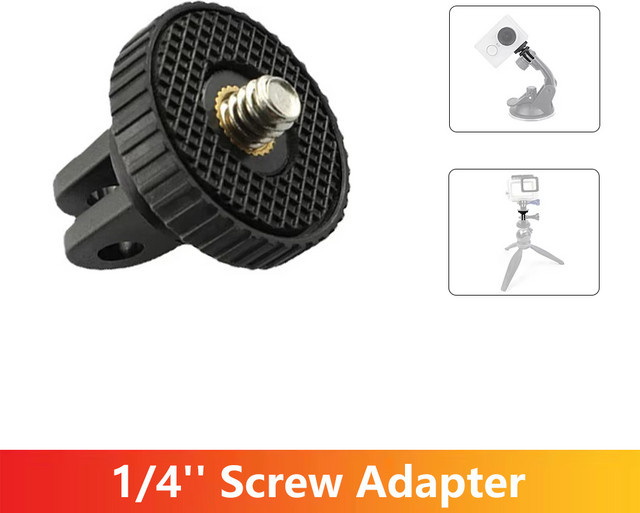 1/4 Zoll Schrauben-Adapter für Stativ-Halterungen und Action Cameras wie GoPro, Insta360, DJI Osmo Action und SJCAM in Schwarz - Bild 1