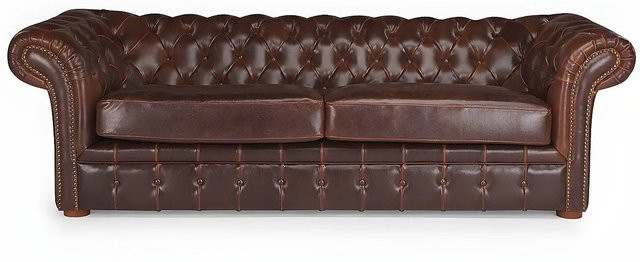 Vente-unique Chesterfield Sofa Clotaire in Schokobraun mit Lederbezug, Breite: 232 cm - Bild 1