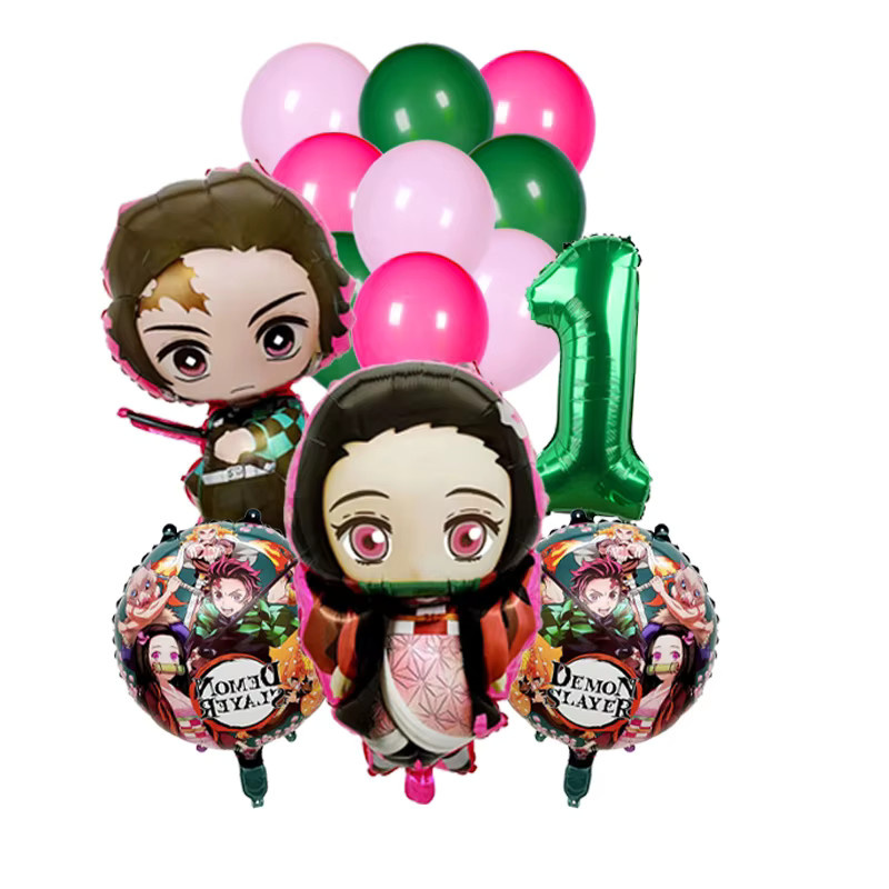 Bandai Demon Slayer Party-Set mit Tanjiro Kamado Folienballons, Latexballons und Zahlenballons in Multicolour für Kindergeburtstage und Partydekoration - Bild 2