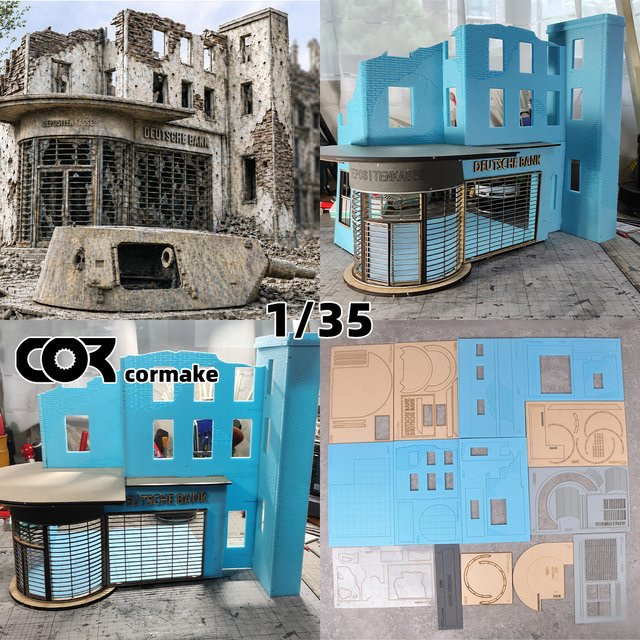 Cor Ruinen einer Deutschen Bank, Architektonisches Miniaturgebäude-Bausatz, Modellbausatz, 1/35 - Bild 1