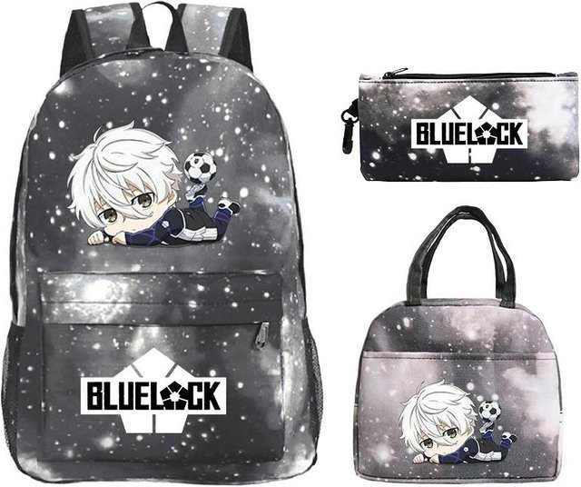 3-teiliges Schulrucksack-Set in Schwarz aus Oxford-Stoff mit Schultasche, Schultergurt und Federmäppchen - Bild 1