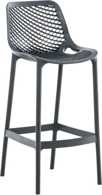 DELUKE Barhocker LORL Modern Dunkelgrau mit Lehne und Wabenmuster aus Kunststoff, H: 105 cm, B: 45 cm, T: 53 cm - Bild 1