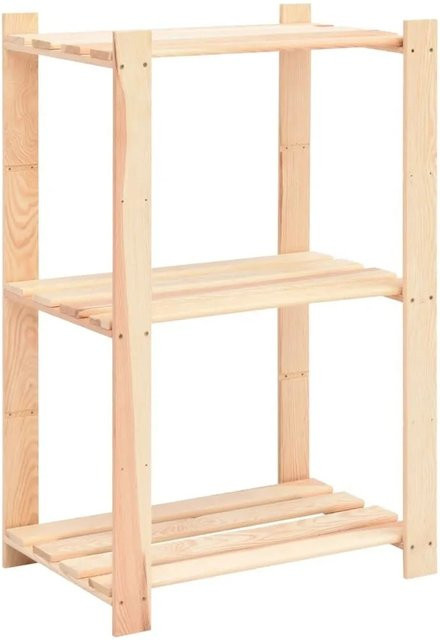 vidaXL Lagerregal aus Kiefer Massivholz mit 3 Böden, Braun, B/T/H: 60 x 38 x 90 cm - Bild 1