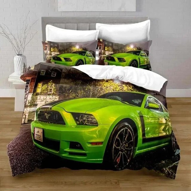 3D-Druck Bettwäsche-Set mit Autos und Fahrzeugen für Kinder, 3-teiliges Schlafzimmer-Set bestehend aus Bettbezug und Kissenbezügen, King Size, B: 245 cm, H: 210 cm - Bild 1
