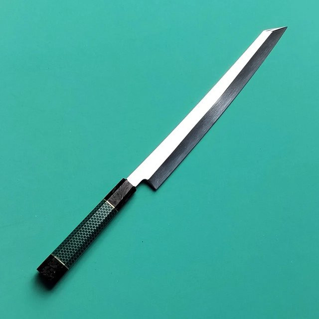 Tynny Sashimi-Messer Yanagiba aus 10 Cr15MoV Edelstahl mit Harzgriff und silberner einseitiger Klinge - Bild 1