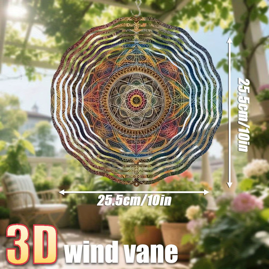 CIFBUY 3D Geometrischer Metallspinner Multicolour als hängende Gartendekoration mit drehbarem Haken, Durchmesser: 25,5 cm - Bild 2