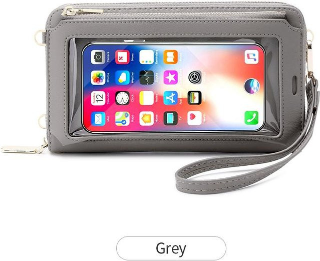 IYIN RFID-Blockierende Crossbody-Handytasche als funktionale Langbörse mit Touchscreen-Funktion in Grau - Bild 1