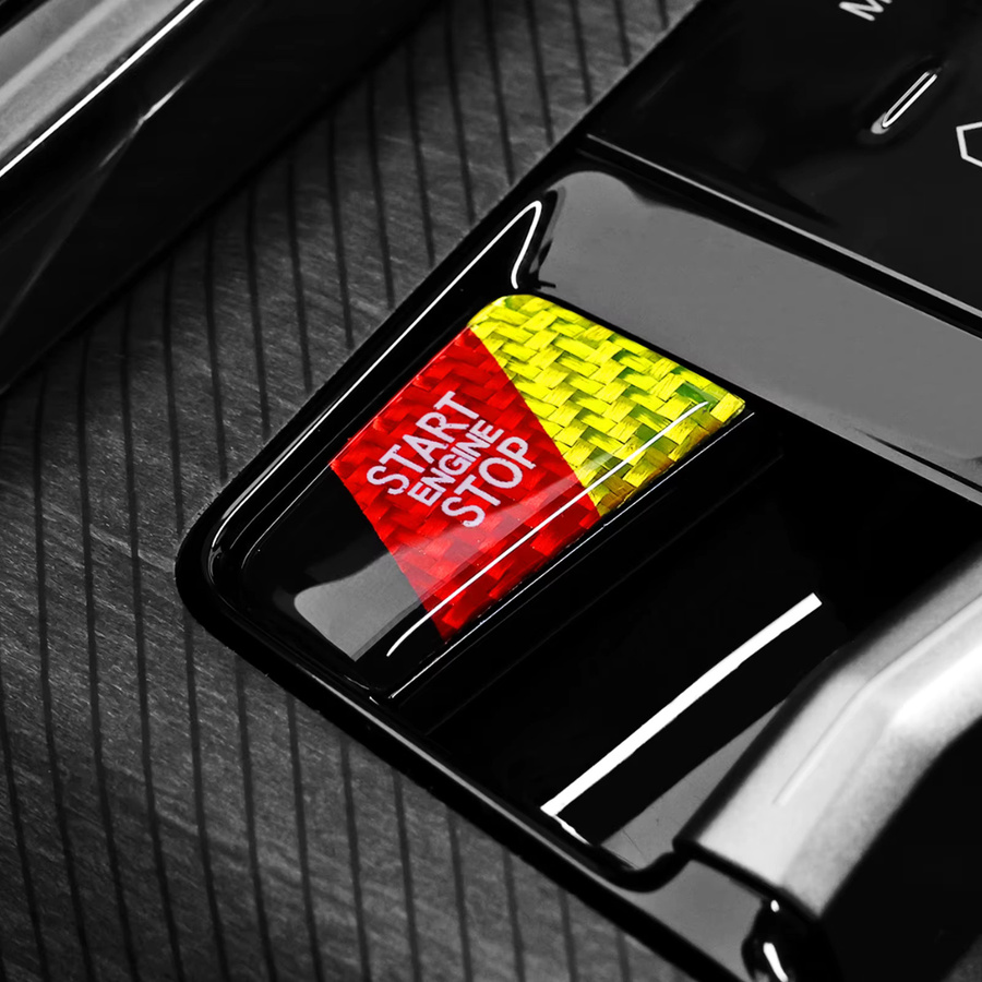 BetterHumz Echtcarbon Motorstart-Stopp-Knopf Zierleiste Aufkleber für BMW 5er G60 G70 X3 G45 G48 in Schwarz und Multicolour - Bild 6
