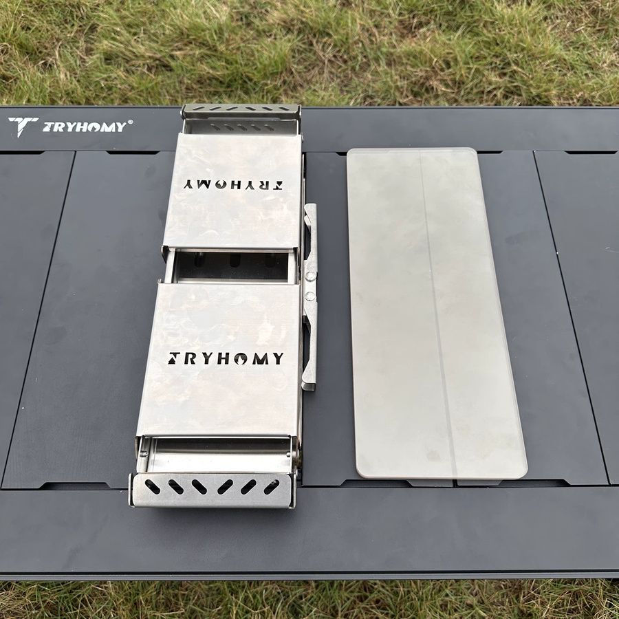 Tryhomy IGT Camping-Desktop-Kocher aus rostfreiem Stahl, faltbarer Tischofen für Brennholz und windgeschützte Feuerstelle - Bild 2