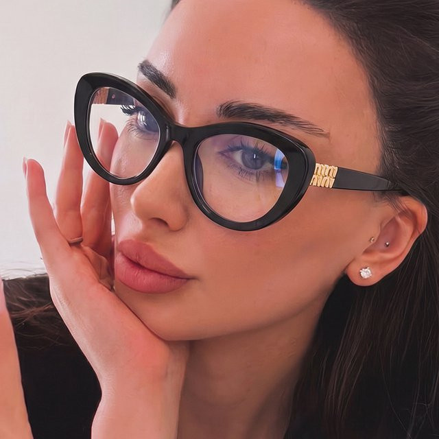 Cat-Eye Korrektionsbrille Damen, Vollrand, Kunststoff, schwarz - Bild 1