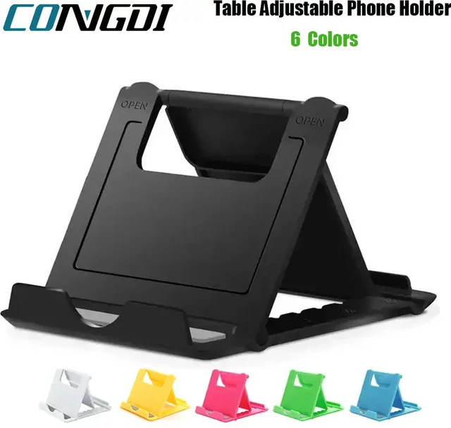 Einstellbarer Universal Desktop Handy und Tablet Ständer von congdi in Schwarz für iPhone, iPad, Samsung, Xiaomi und Huawei - Bild 1