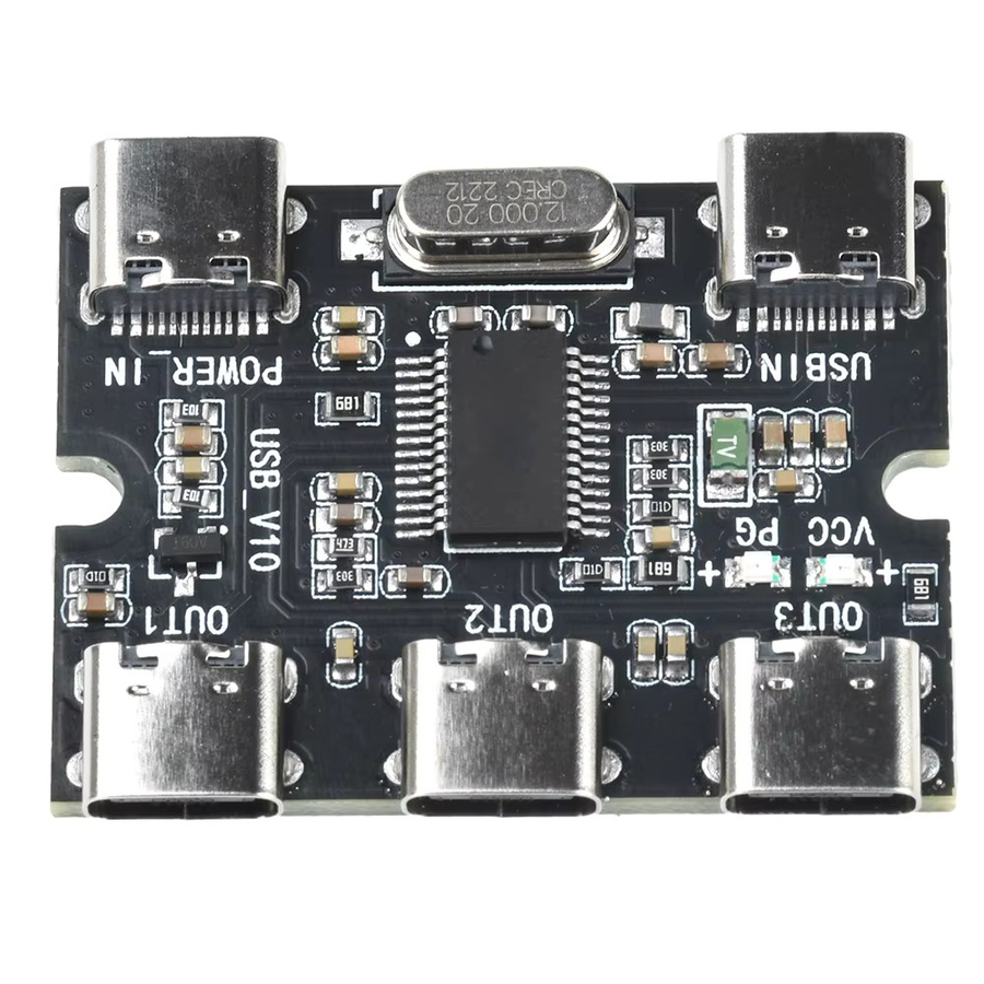 diymore USB-Erweiterungsplatine Hub 1 auf 3 Out mit USB-C und DC5V Stromschnittstelle, Schwarz - Bild 2